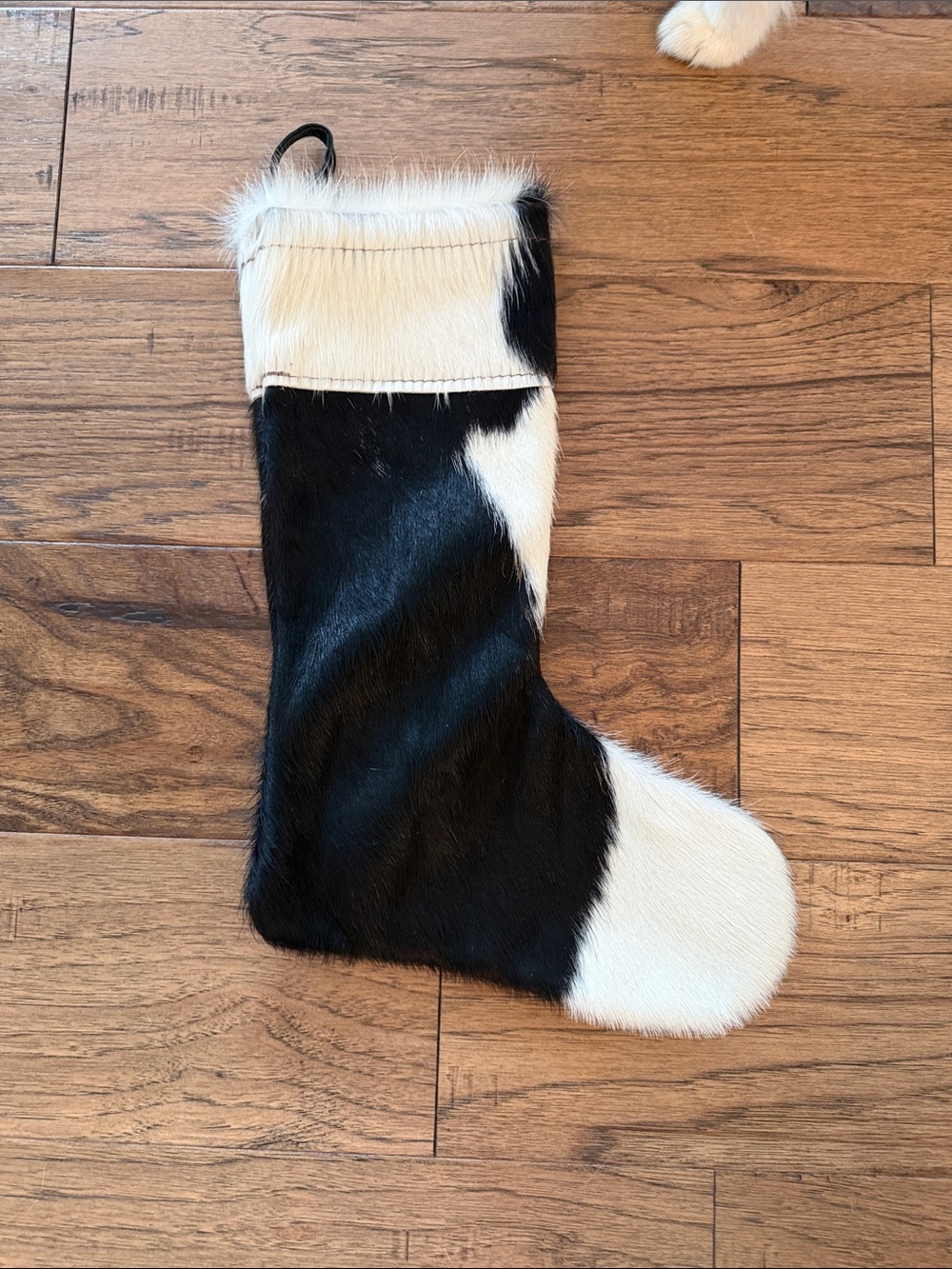 Black & White Cowhide Cow Print Western Decor Holiday Christmas Stocking